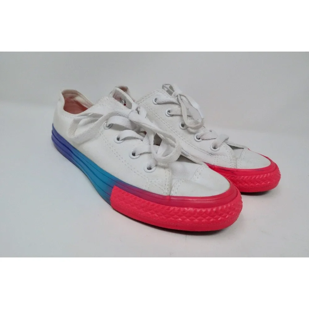 Converse‎ Girl's Size 2 Pink Blue White Racer Sneakers Shoes 664198F